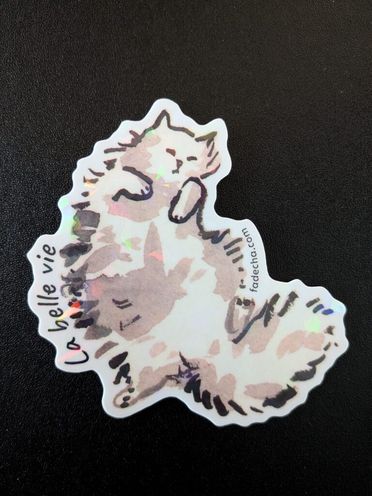 Stickers chat "La belle vie" qui brille