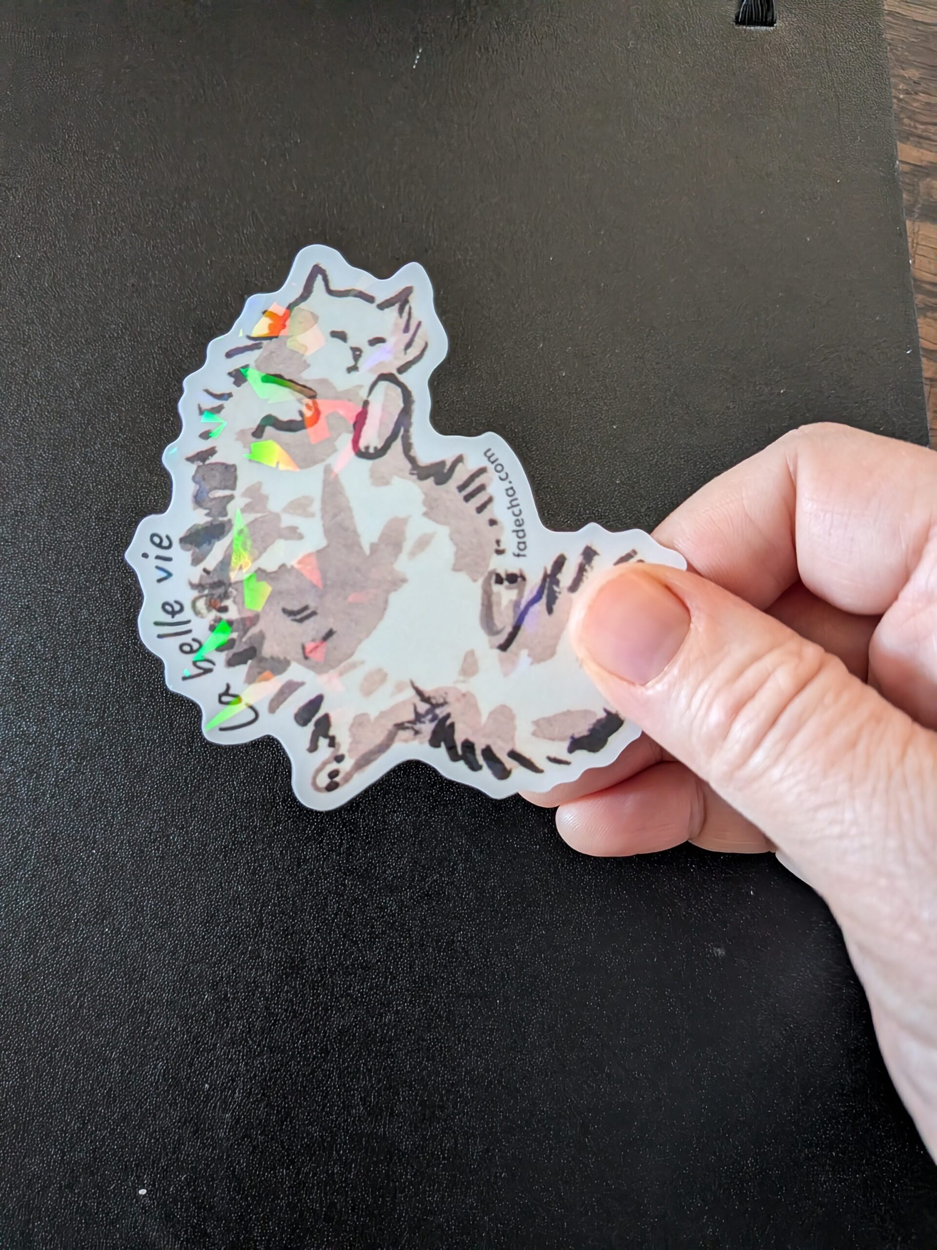 Stickers chat "La belle vie" qui brille – Image 3